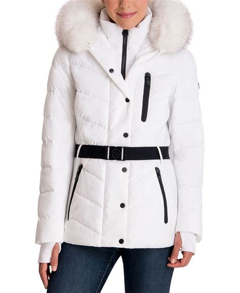 michael michael kors faux-fur-trim hooded puffer coat created for macy's|Michael Kors faux fur jacket.